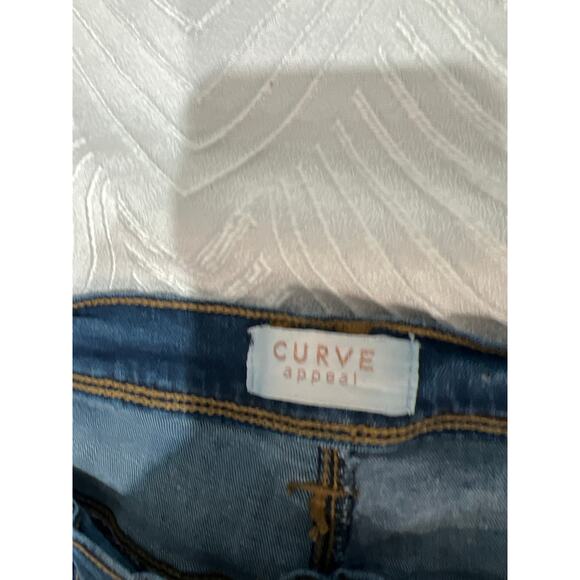 Curve Appeal Cropped Jeans Size 12/31 Blue Denim Raw Hem Stretch - Picture 14 of 15